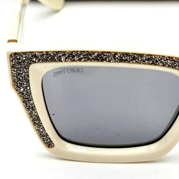 Jimmy Choo 51MM Embellished White/Ivory Rectangle Sunglasses - Picture 3 of 13